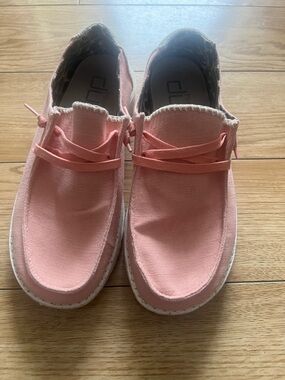 Hey Dude Coral Pink Canvas Loafers